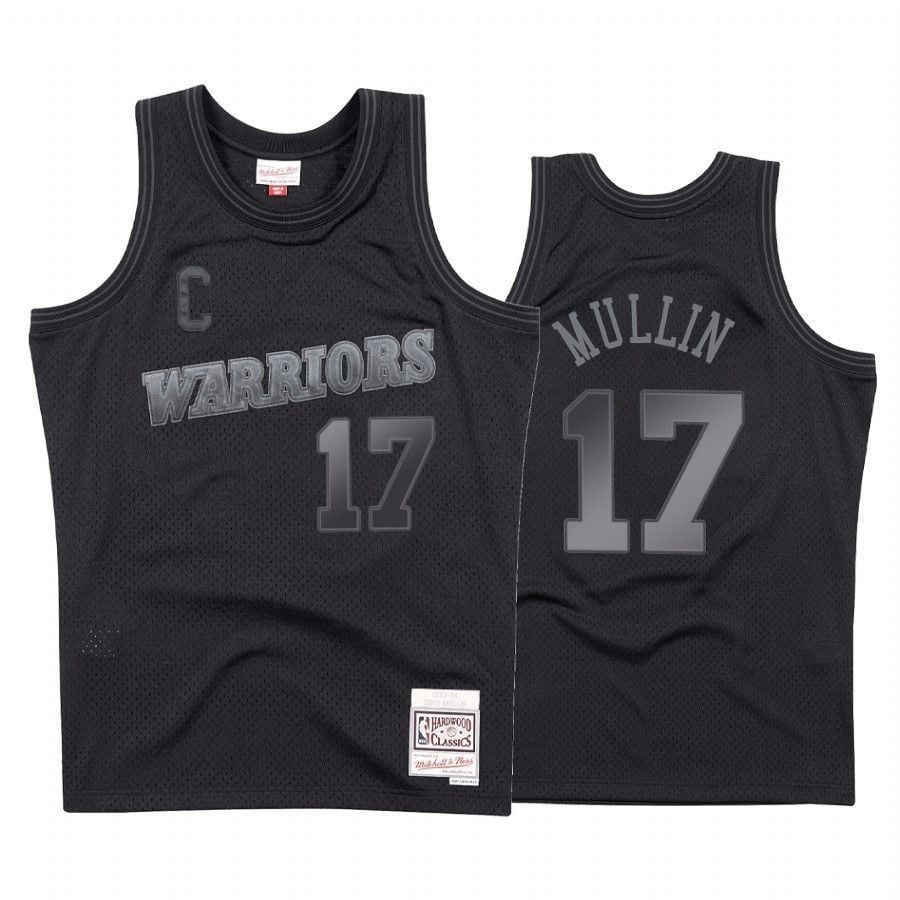 Men's Golden State Warriors Chris Mullin 17 Black Tonal Jersey