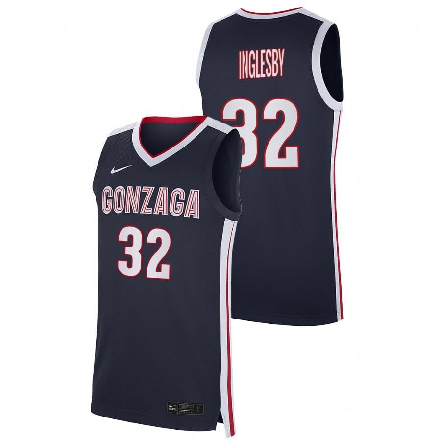 Men's Gonzaga Bulldogs 2023 32 Navy Evan Inglesby College Basketball Jersey
