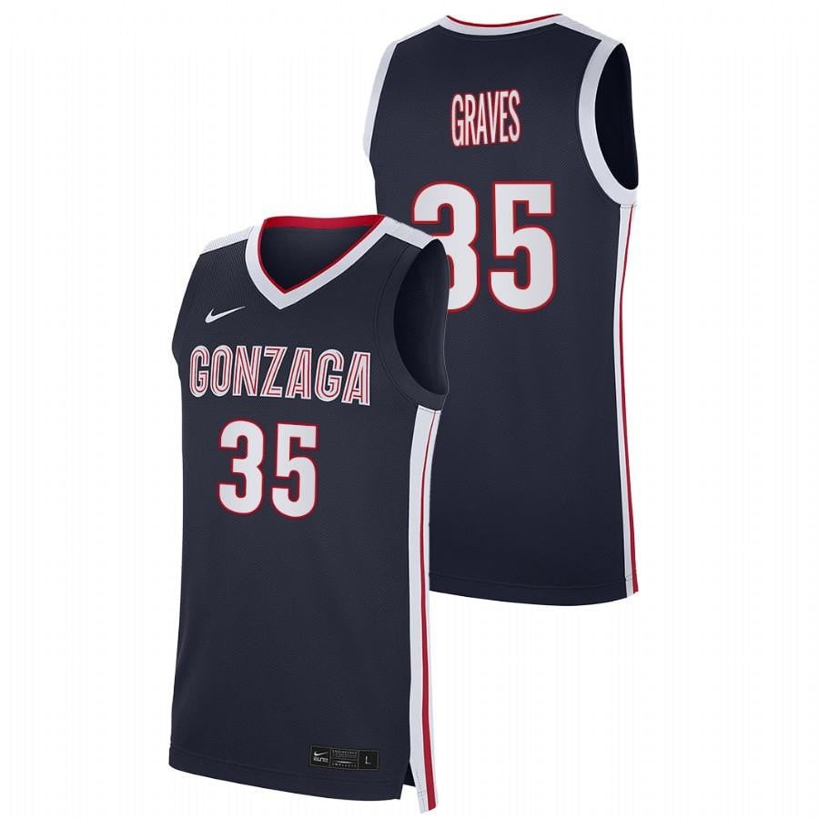 Men's Gonzaga Bulldogs 2023 35 Navy Will Graves College Basketball Jersey