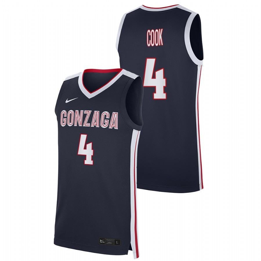 Men's Gonzaga Bulldogs 2023 4 Navy Aaron Cook College Basketball Jersey