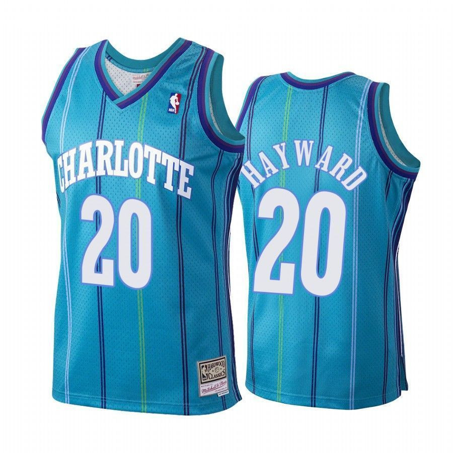 Men's Gordon Hayward 20 Charlotte Hornets Hardwood Classics Jersey Teal