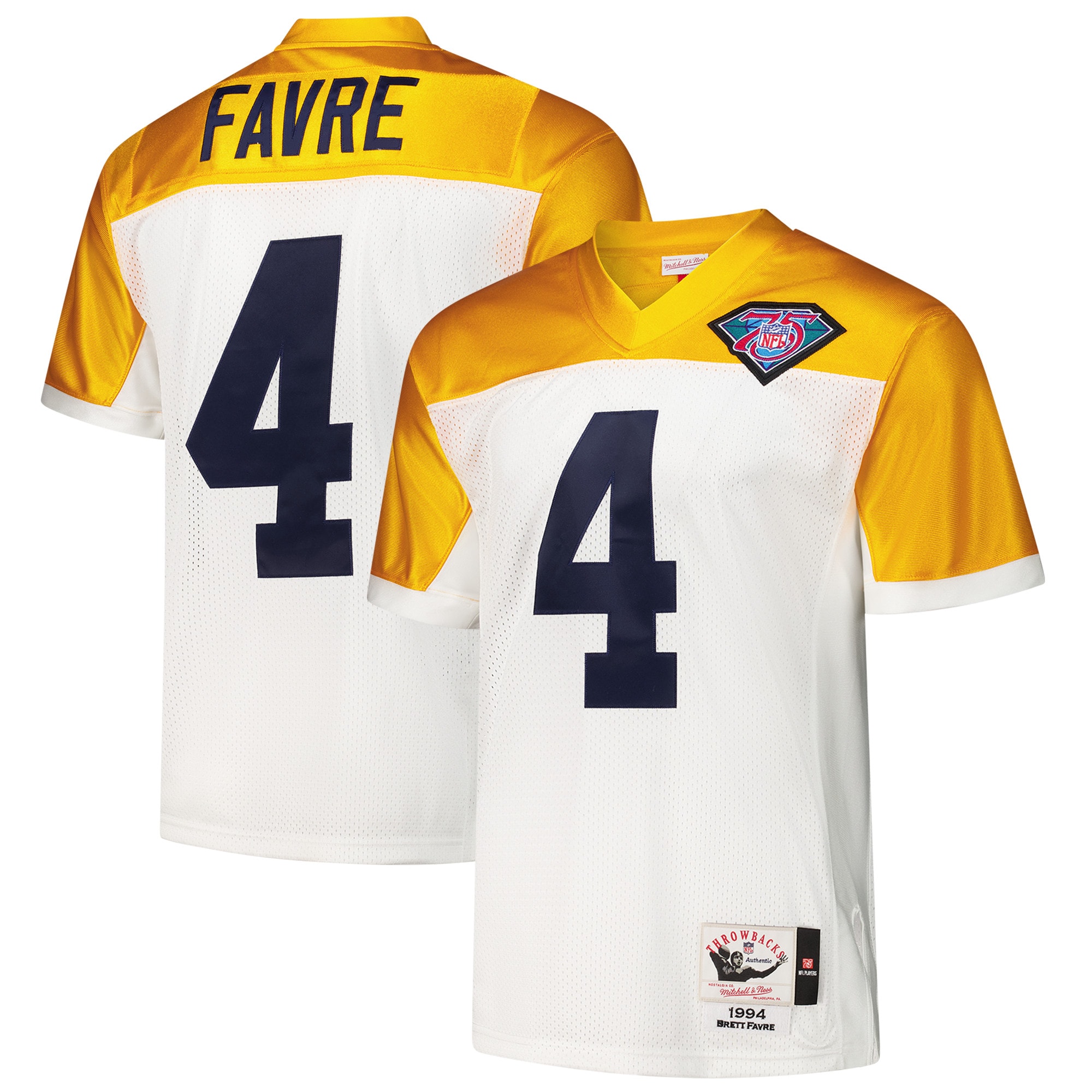 Men's Green Bay Packers 1994 Brett Favre Mitchell & Ness White Throwback Retired Player Jersey Js9998