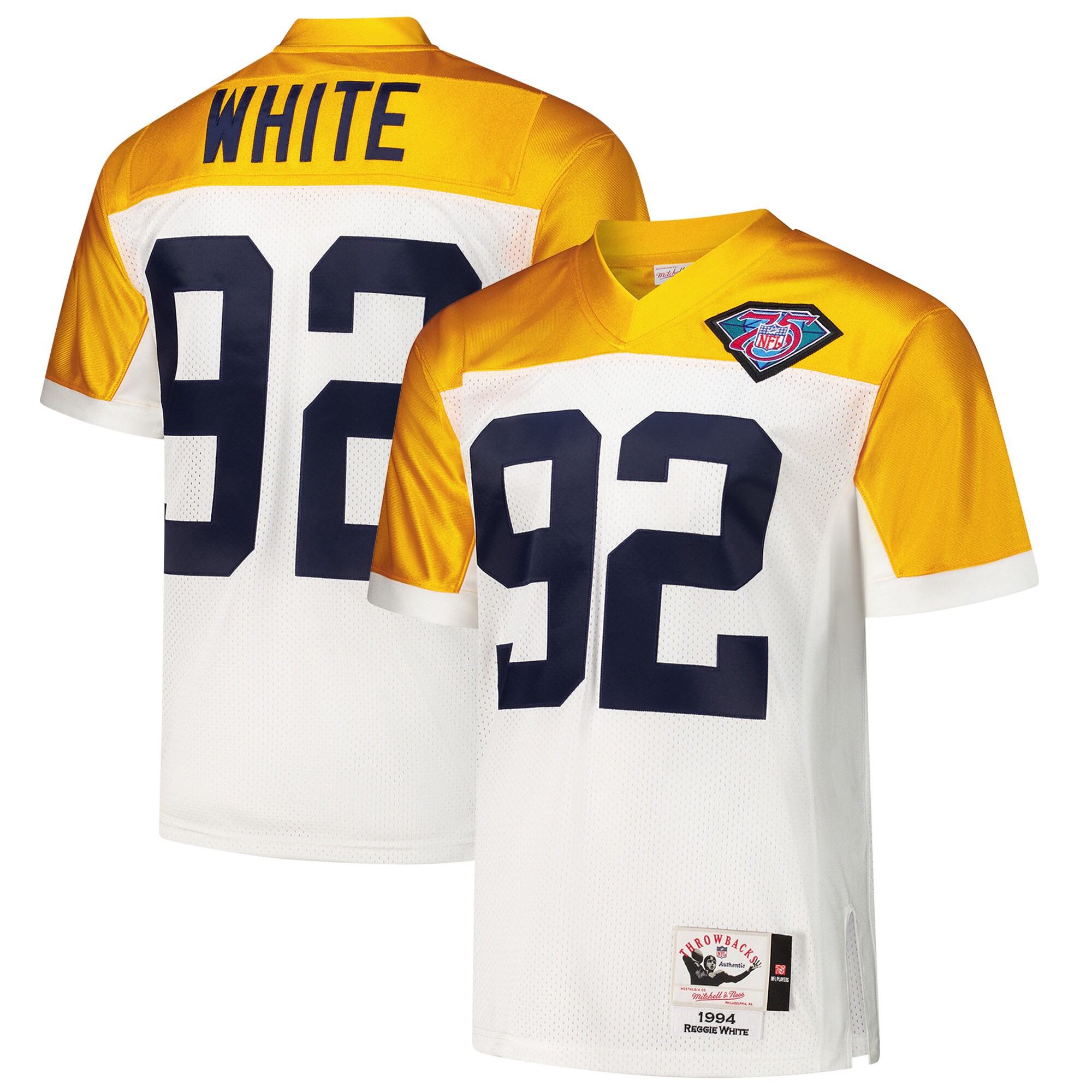 Men's Green Bay Packers 1994 Reggie White Mitchell & Ness White Throwback Retired Player Jersey Js7964