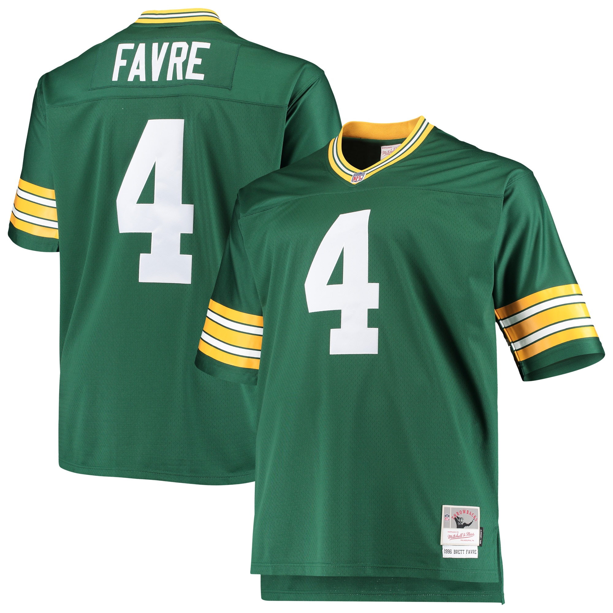 Men's Green Bay Packers Brett Favre Mitchell & Ness Green Big & Tall 1996 Retired Player Jersey Js6151
