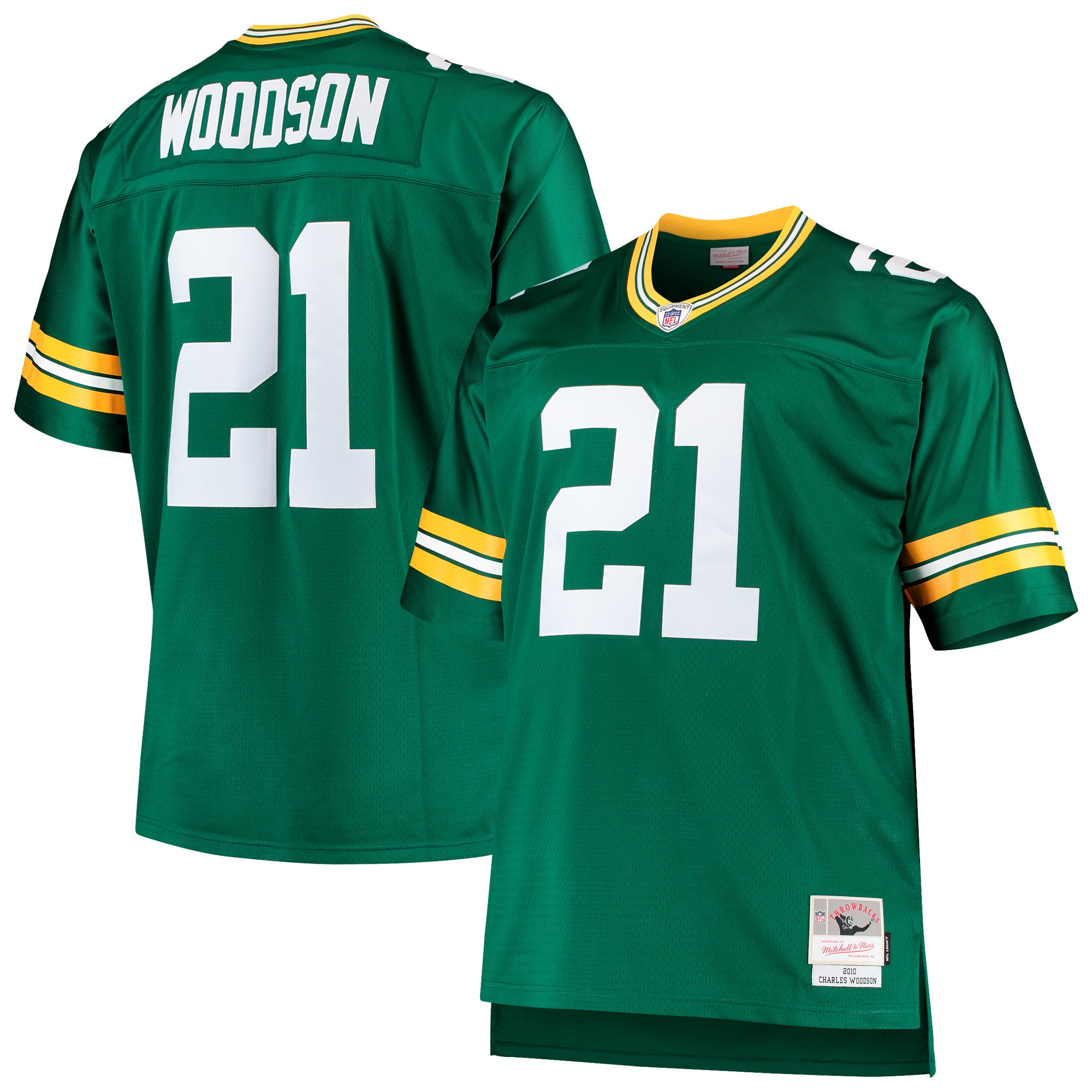 Men's Green Bay Packers Charles Woodson Mitchell & Ness Green Big & Tall 2010 Retired Player Jersey Js2504
