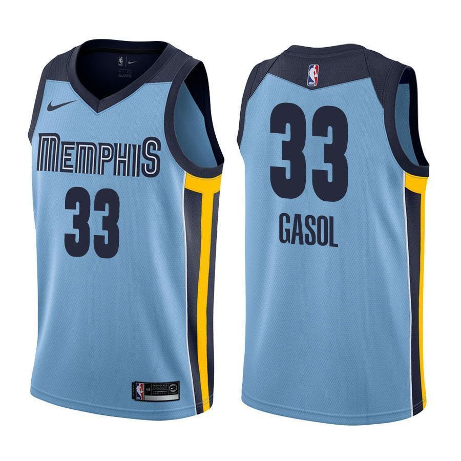 Men's Grizzlies Male Marc Gasol 33 Statet Light Blue Jersey
