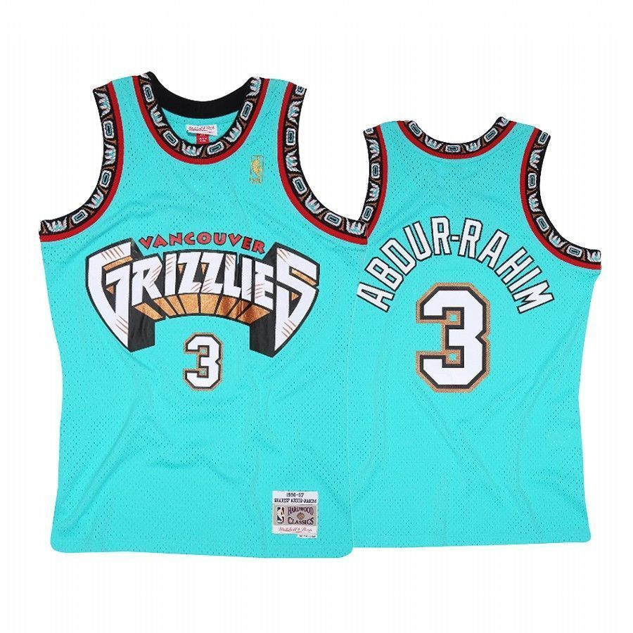 Men's Grizzlies Shareef Abdur-rahim 3 Teal Hardwood Classics Jersey