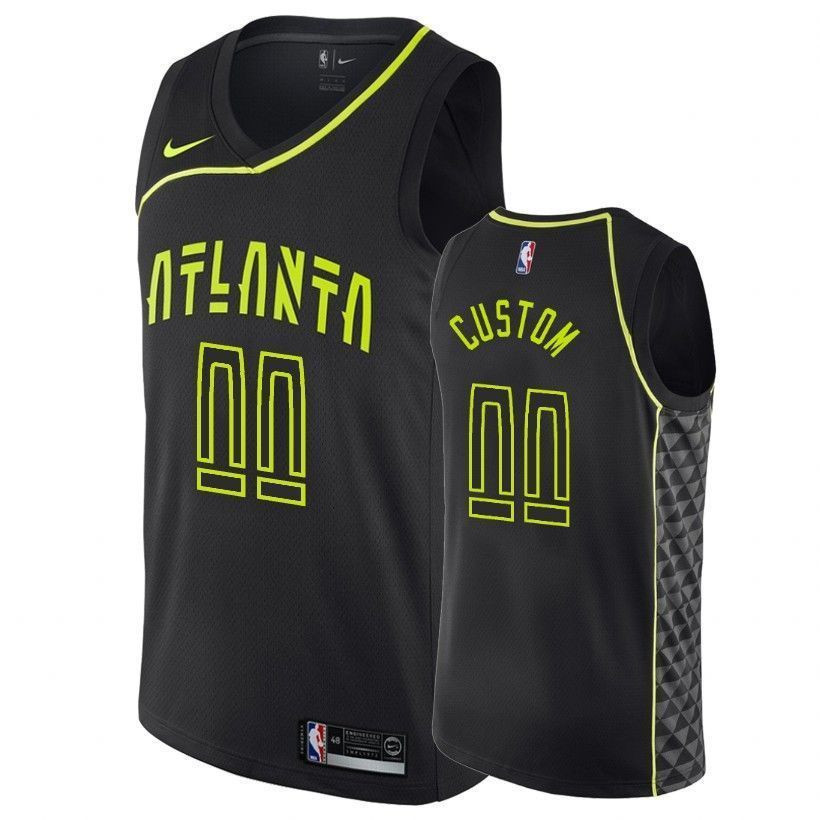 Men's Hawks Male Custom 00 City Black Jersey