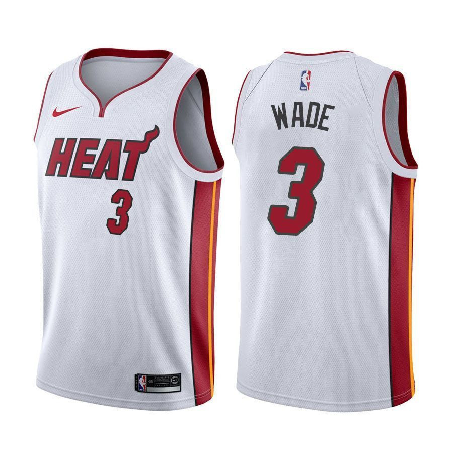 Men's Heat Male Dwyane Wade 3 Association Edition White Jersey