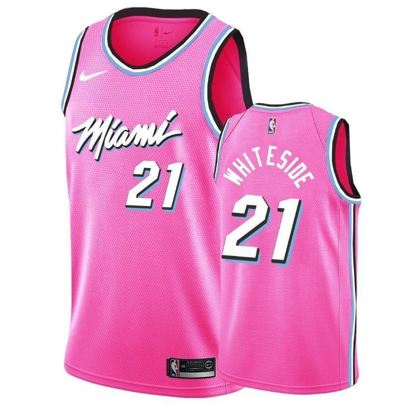 Men's Heat Male Hassan Whiteside 21 Earned Edition Pink Jersey