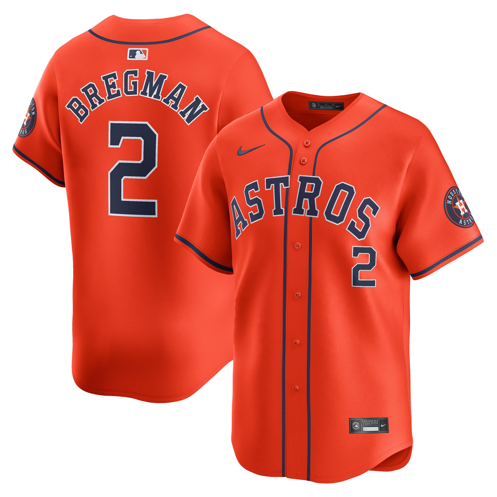 Men's Houston Astros Alex Bregman Orange Alternate Limited Player Jersey