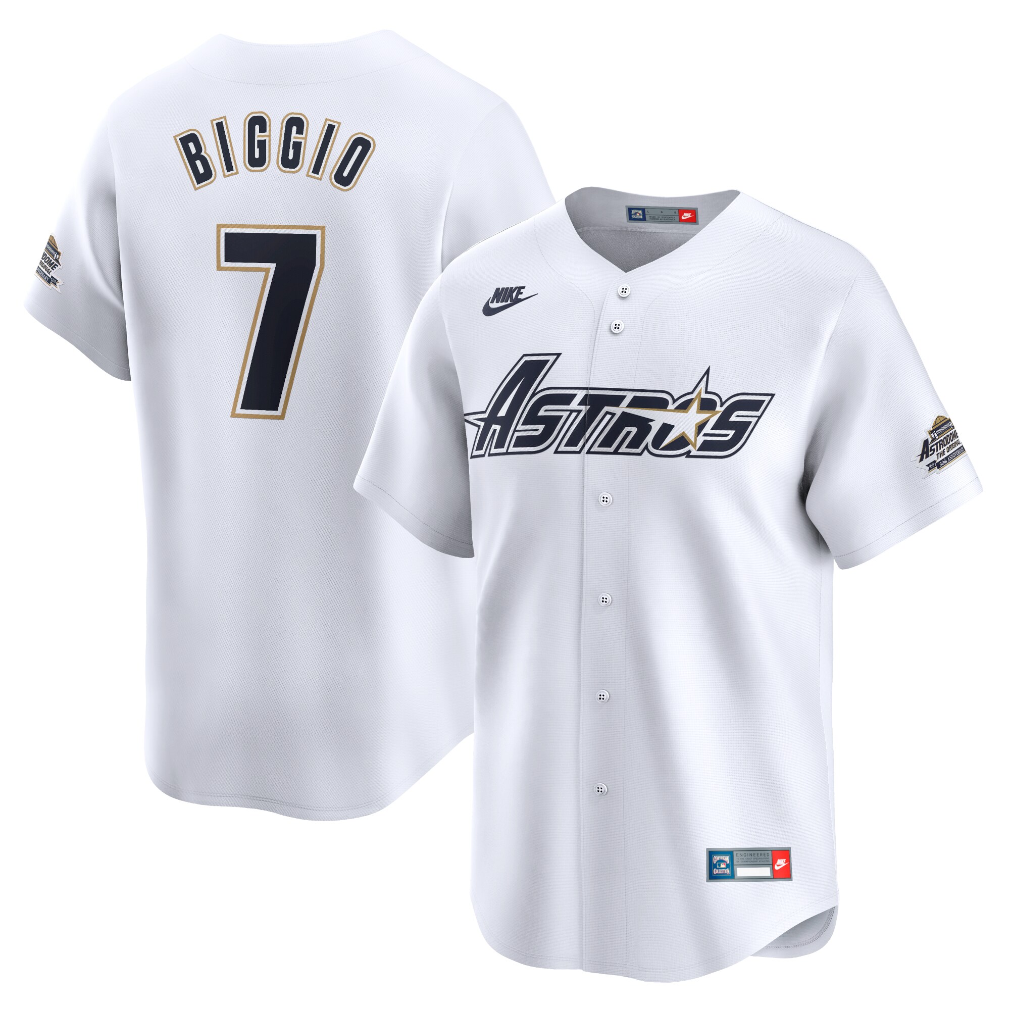 Men's Houston Astros Craig Biggio White Throwback Cooperstown Collection Limited Jersey