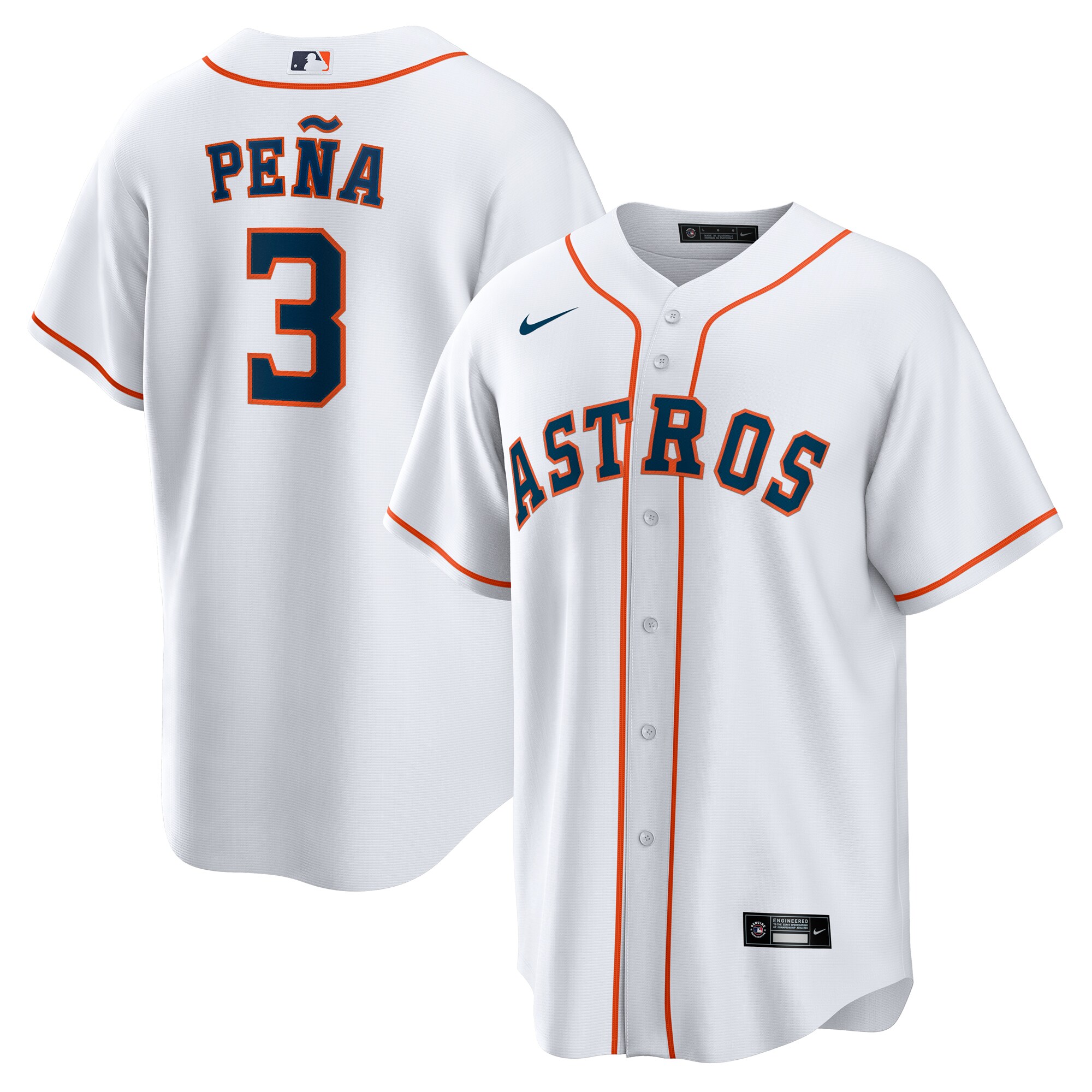 Men's Houston Astros Jeremy Pe?a White Home Jersey