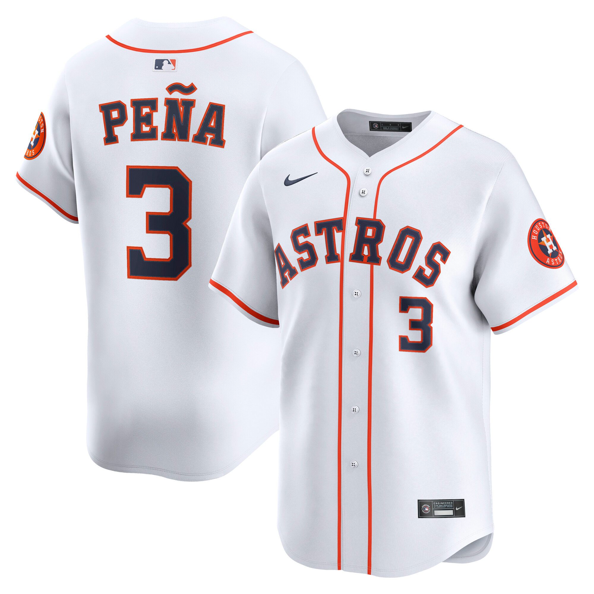 Men's Houston Astros Jeremy Pe?a White Home Limited Player Jersey