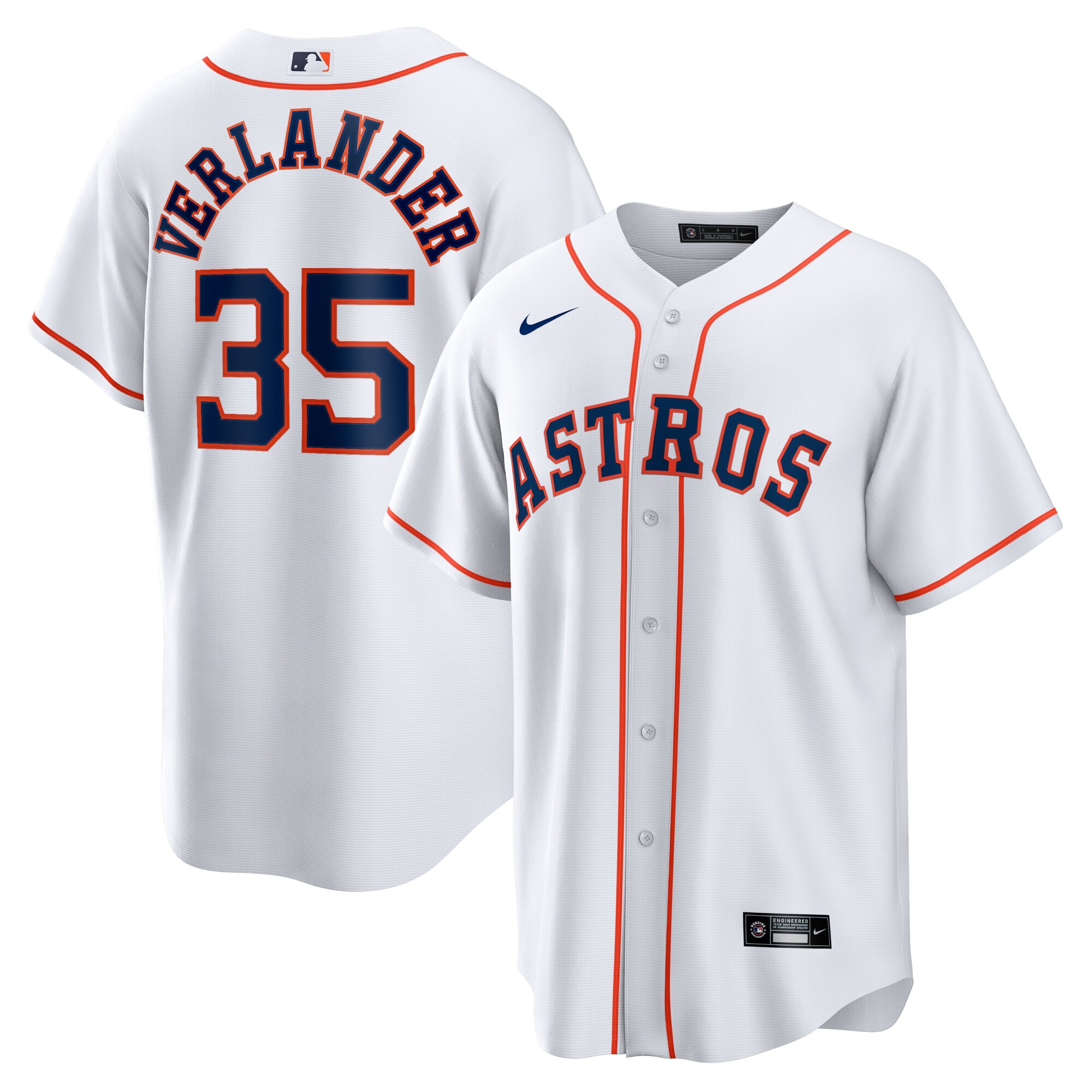 Men's Houston Astros Justin Verlander White Home Player Name Jersey
