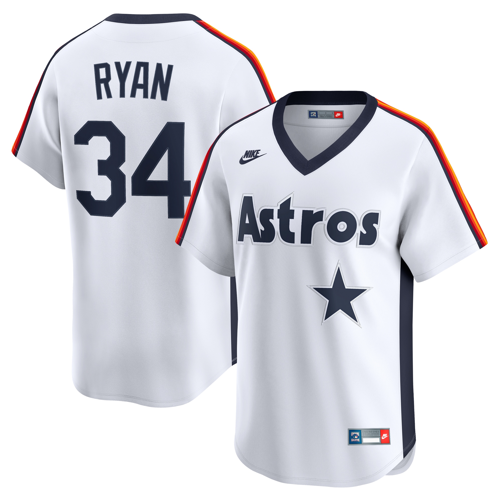 Men's Houston Astros Nolan Ryan White Throwback Cooperstown Collection Limited Jersey