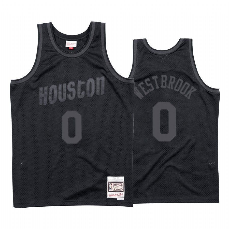 Men's Houston Rockets Russell Westbrook 0 Black Tonal Jersey