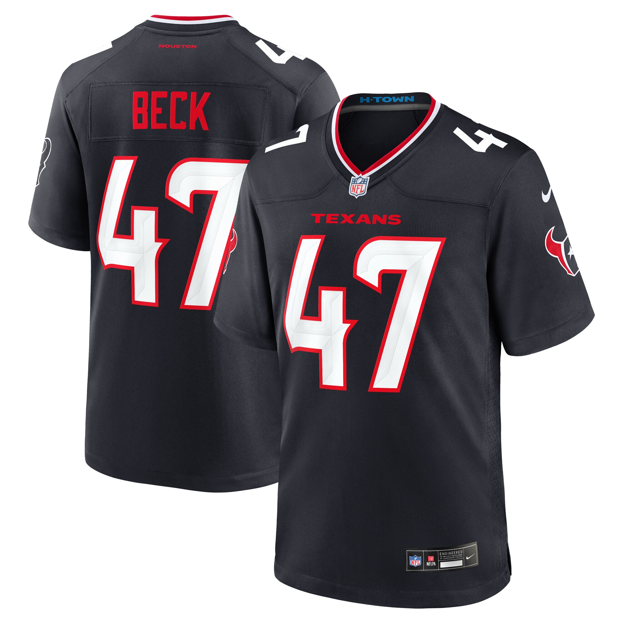Men's Houston Texans Andrew Beck Navy Team Game Jersey Js2587