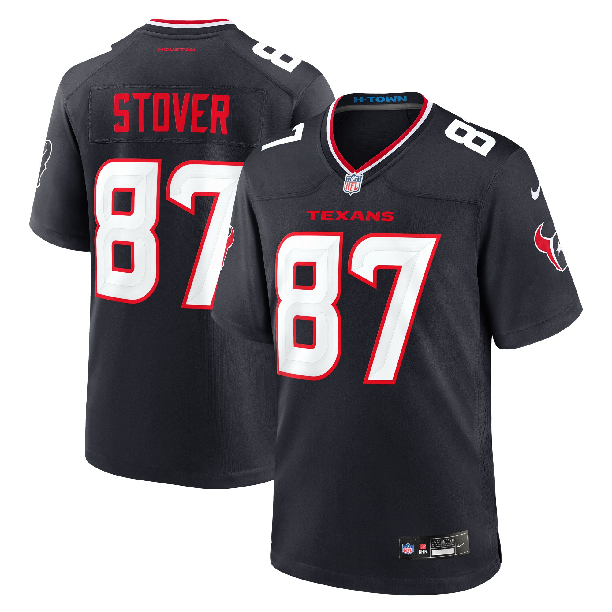 Men's Houston Texans Cade Stover Navy Game Jersey Js1820