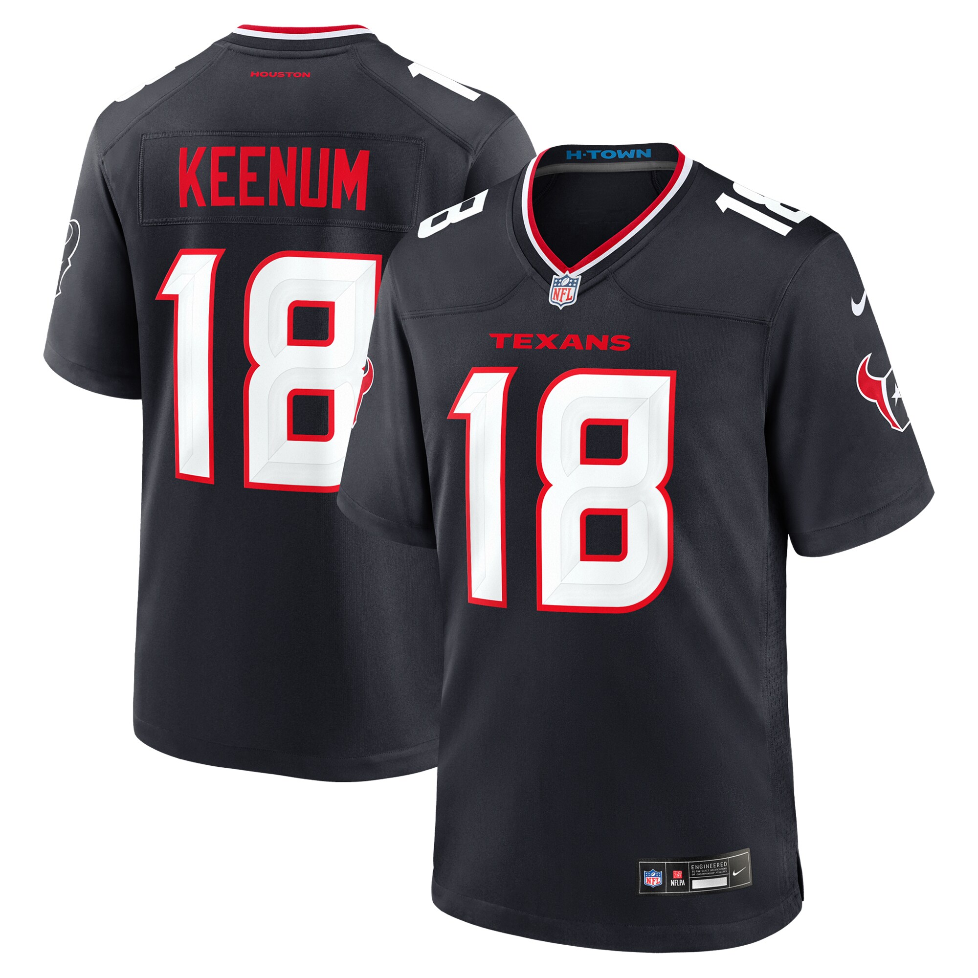 Men's Houston Texans Case Keenum Navy Team Game Jersey Js9249