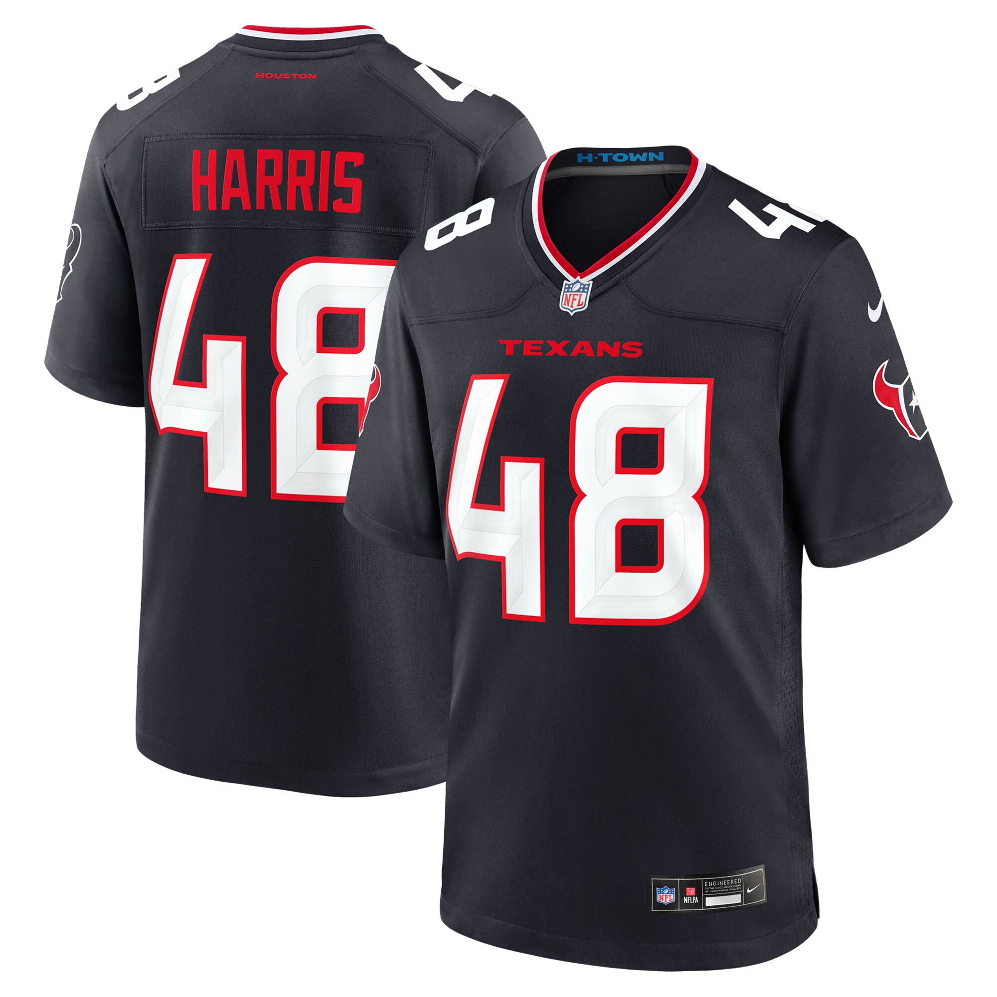 Men's Houston Texans Christian Harris Navy Team Game Jersey Js9044