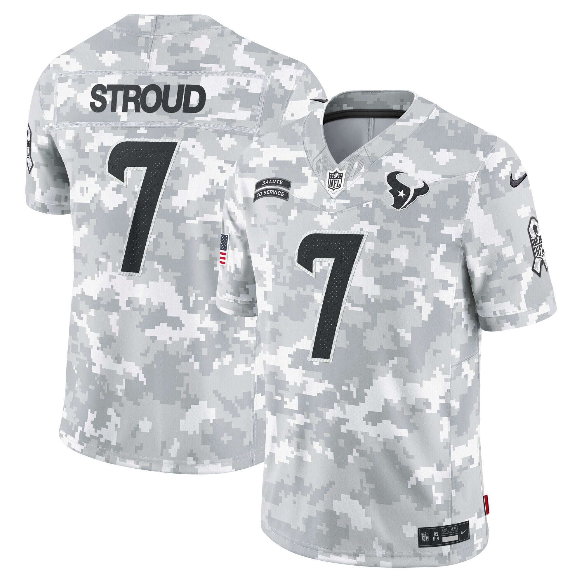 Men's Houston Texans C.j. Stroud Arctic Camo 2024 Salute To Service Limited Jersey Js1777
