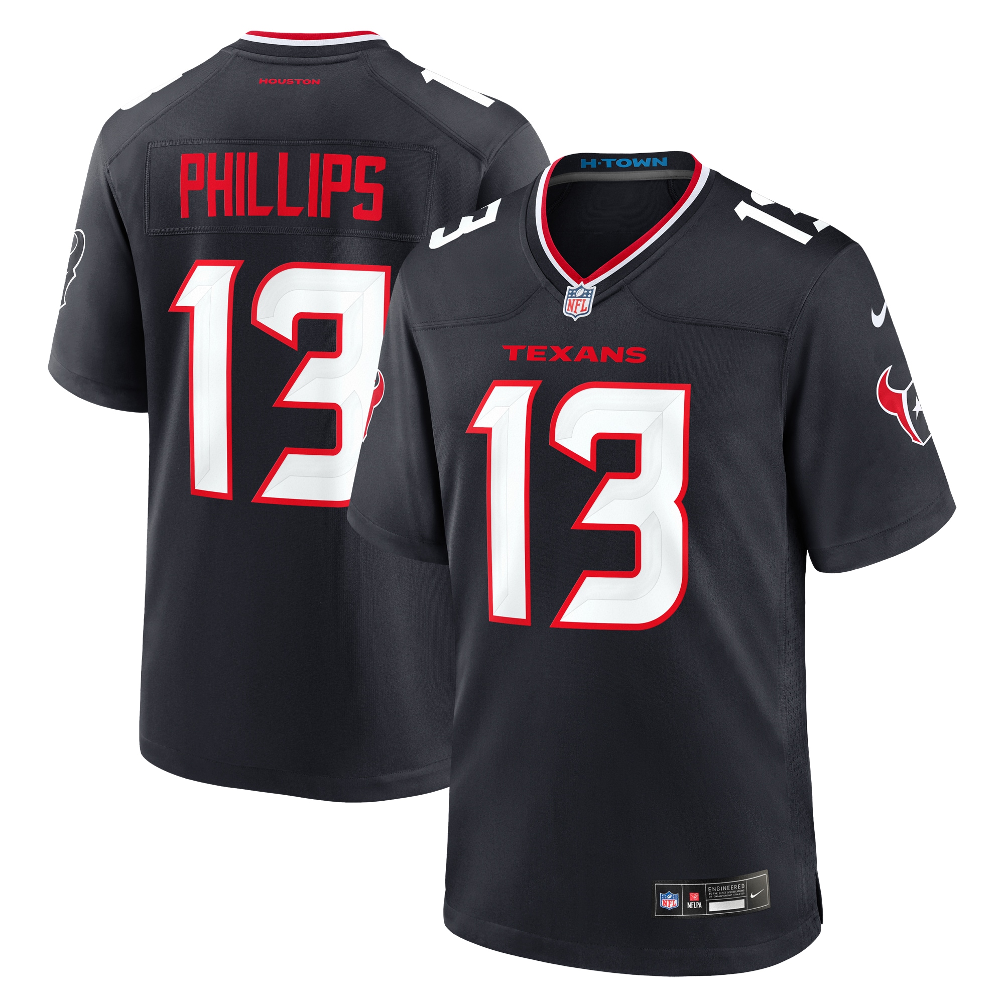 Men's Houston Texans Delshawn Phillips Navy Team Game Jersey Js9294