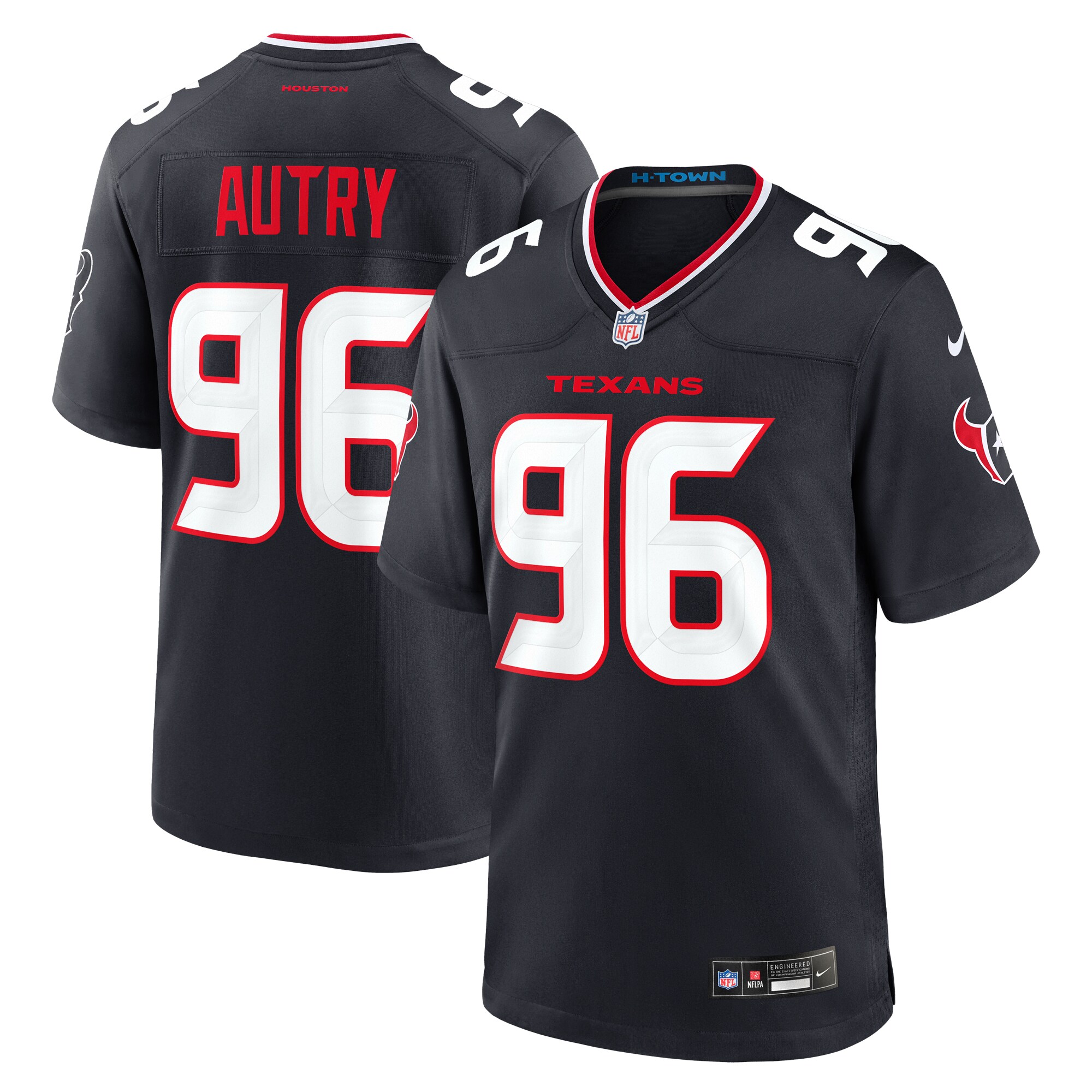 Men's Houston Texans Denico Autry Navy Team Game Jersey Js9381