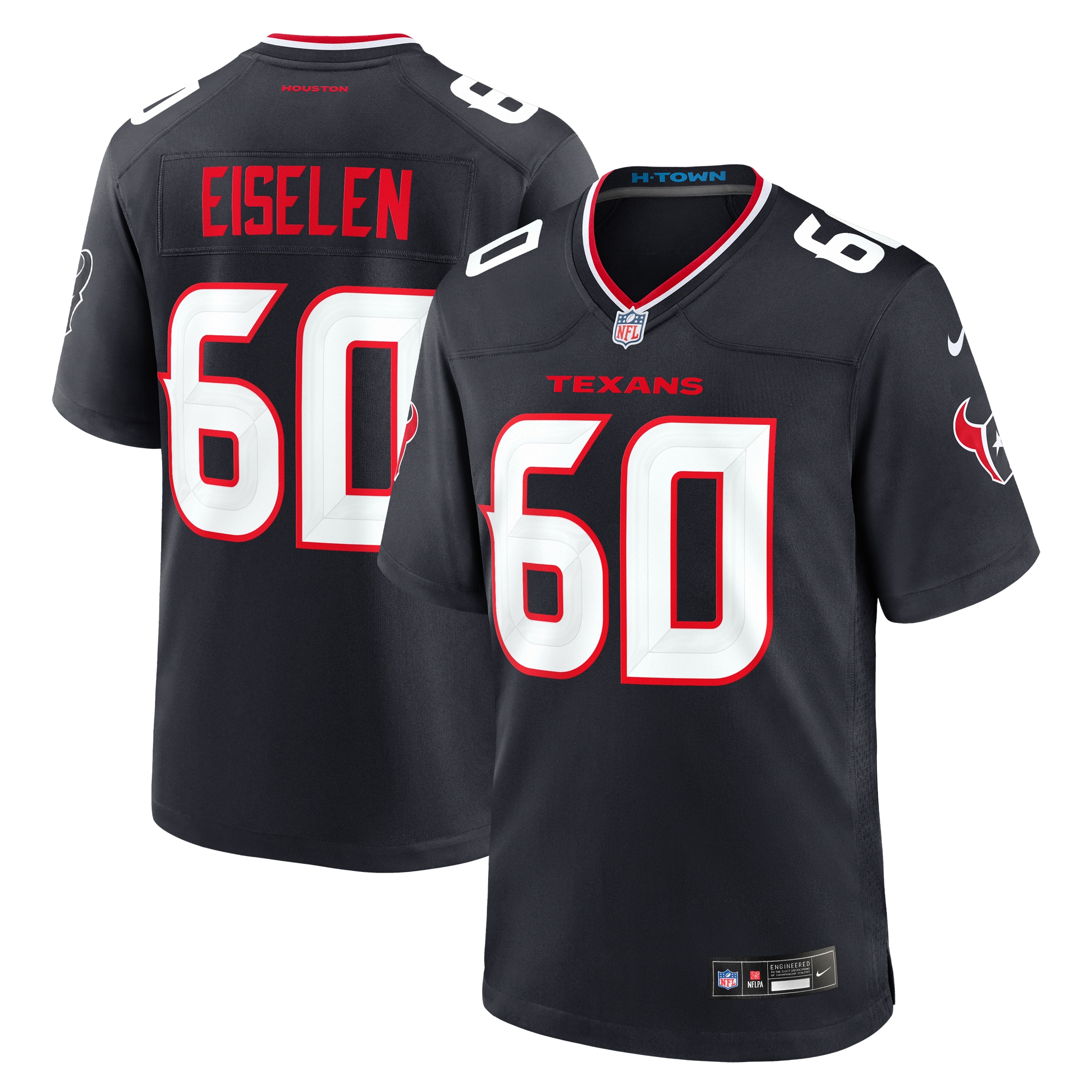 Men's Houston Texans Dieter Eiselen Navy Team Game Jersey Js2329