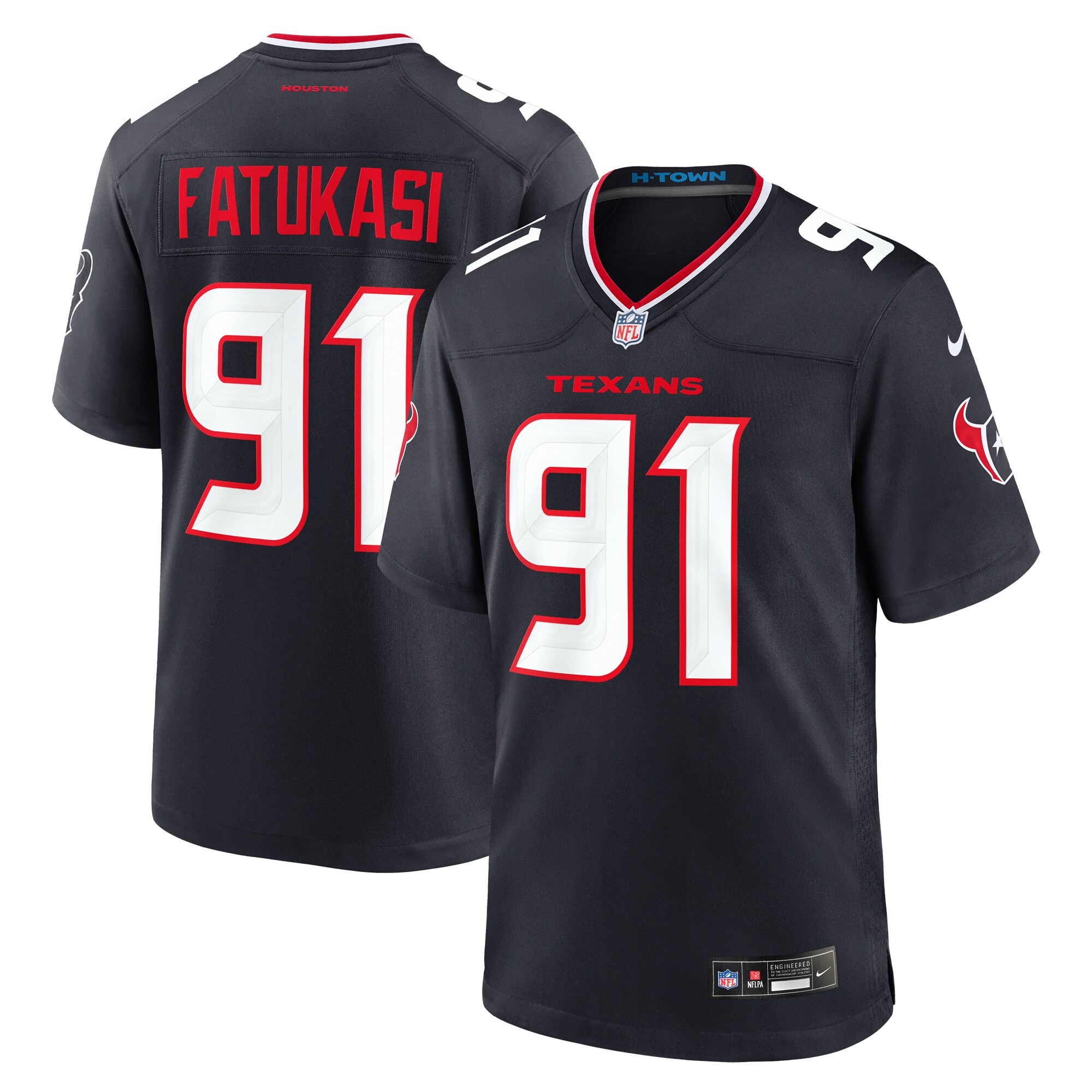 Men's Houston Texans Folorunso Fatukasi Navy Team Game Jersey Js6385