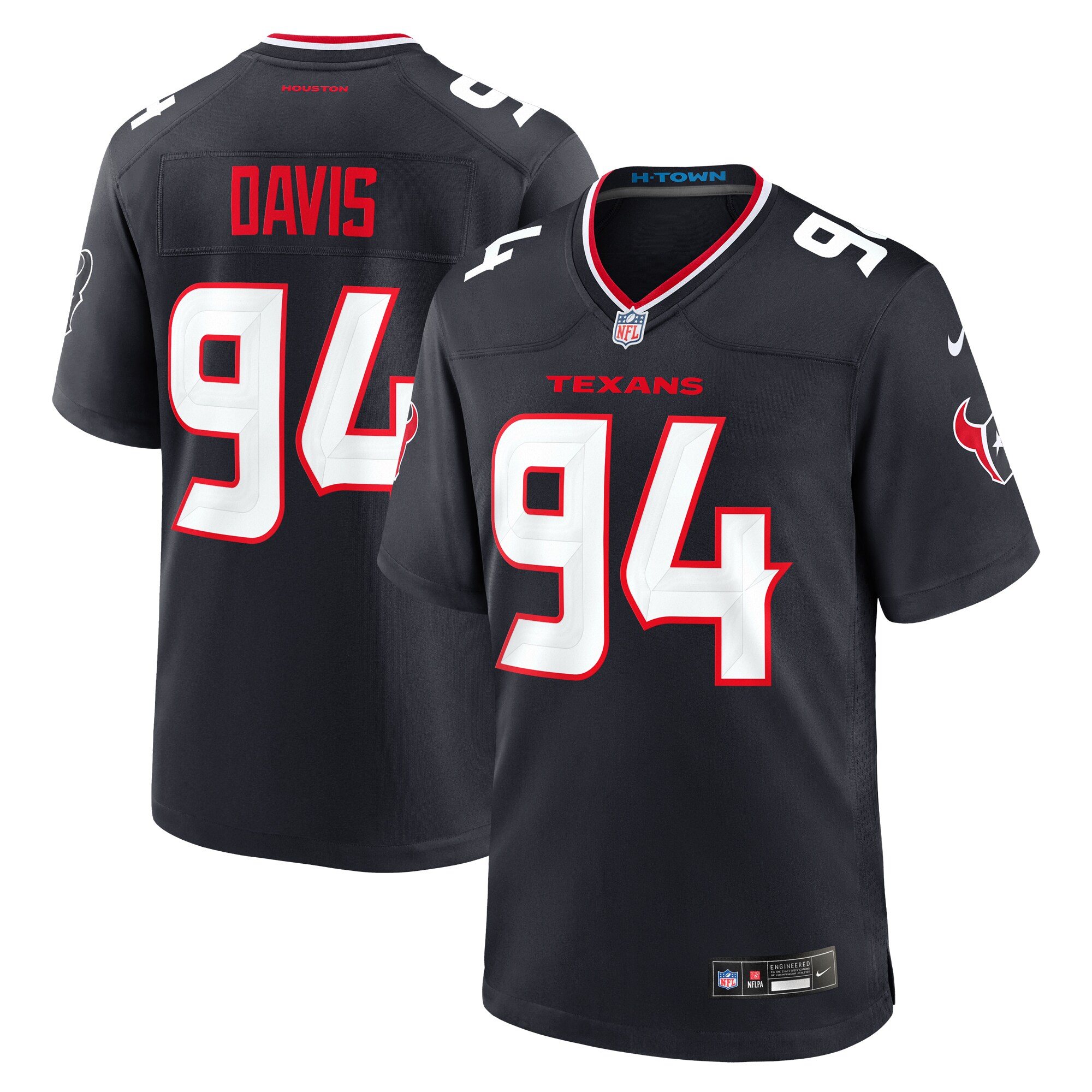 Men's Houston Texans Khalil Davis Navy Team Game Jersey Js9321
