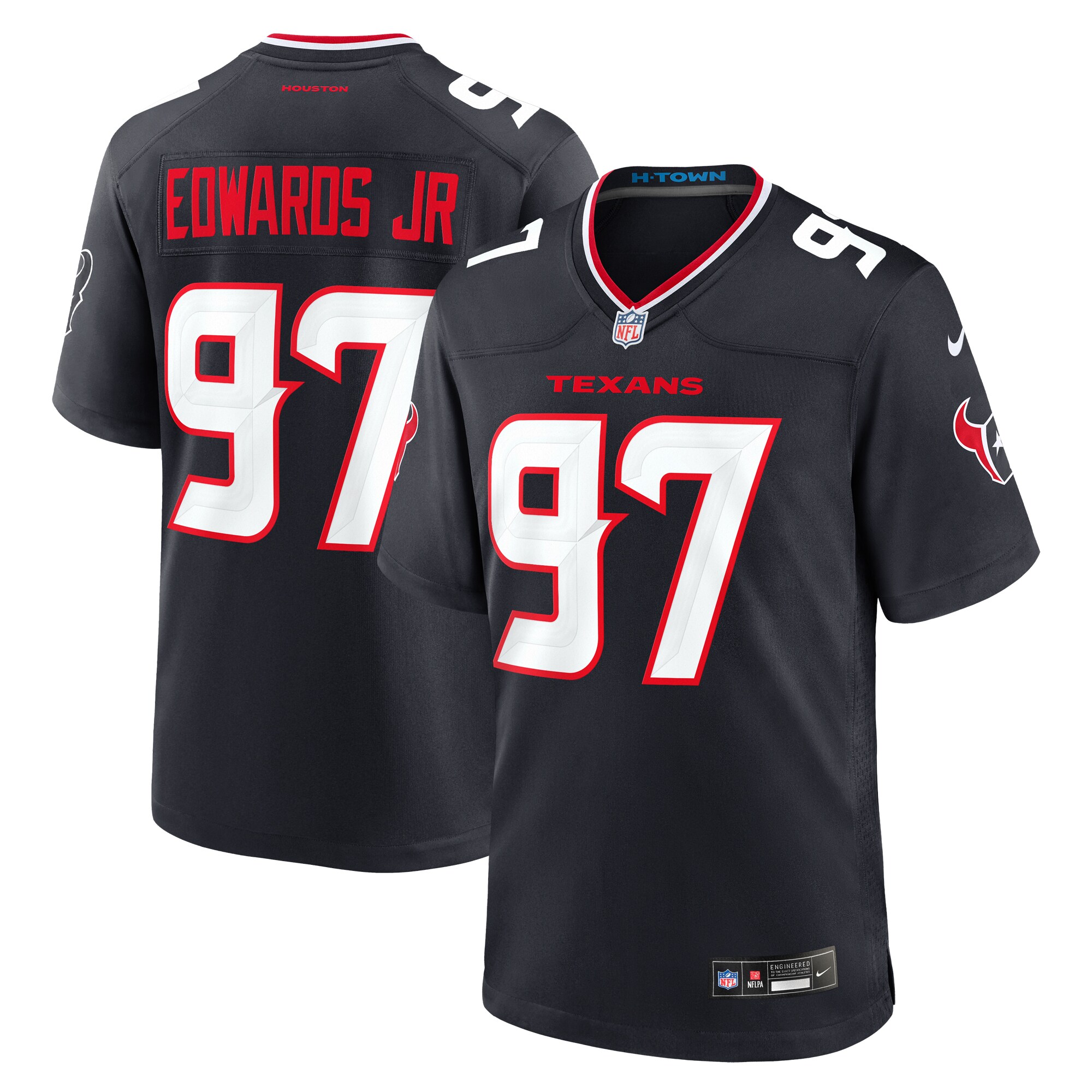 Men's Houston Texans Mario Edwards Jr. Navy Team Game Jersey Js2668