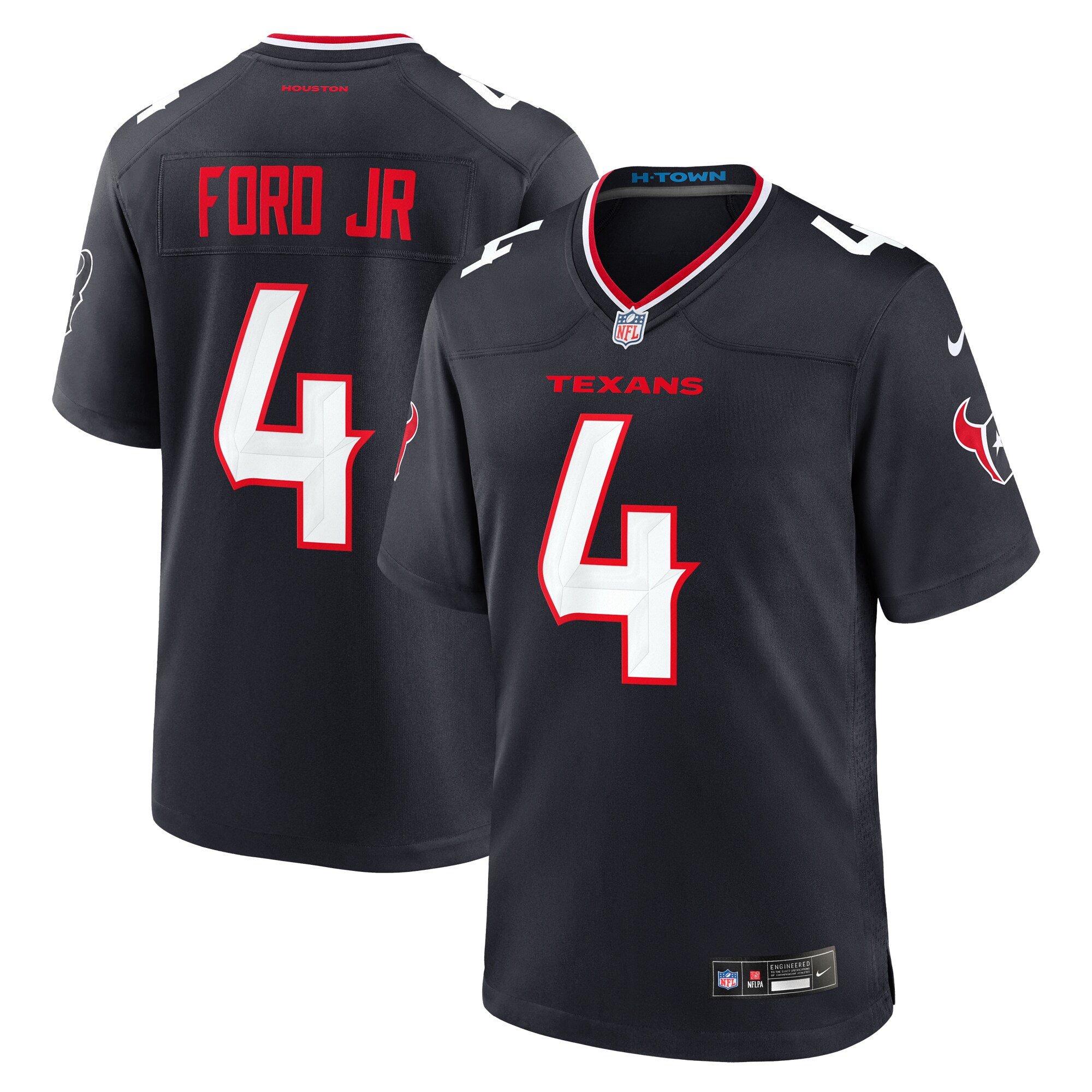 Men's Houston Texans Mike Ford Navy Team Game Jersey Js5698