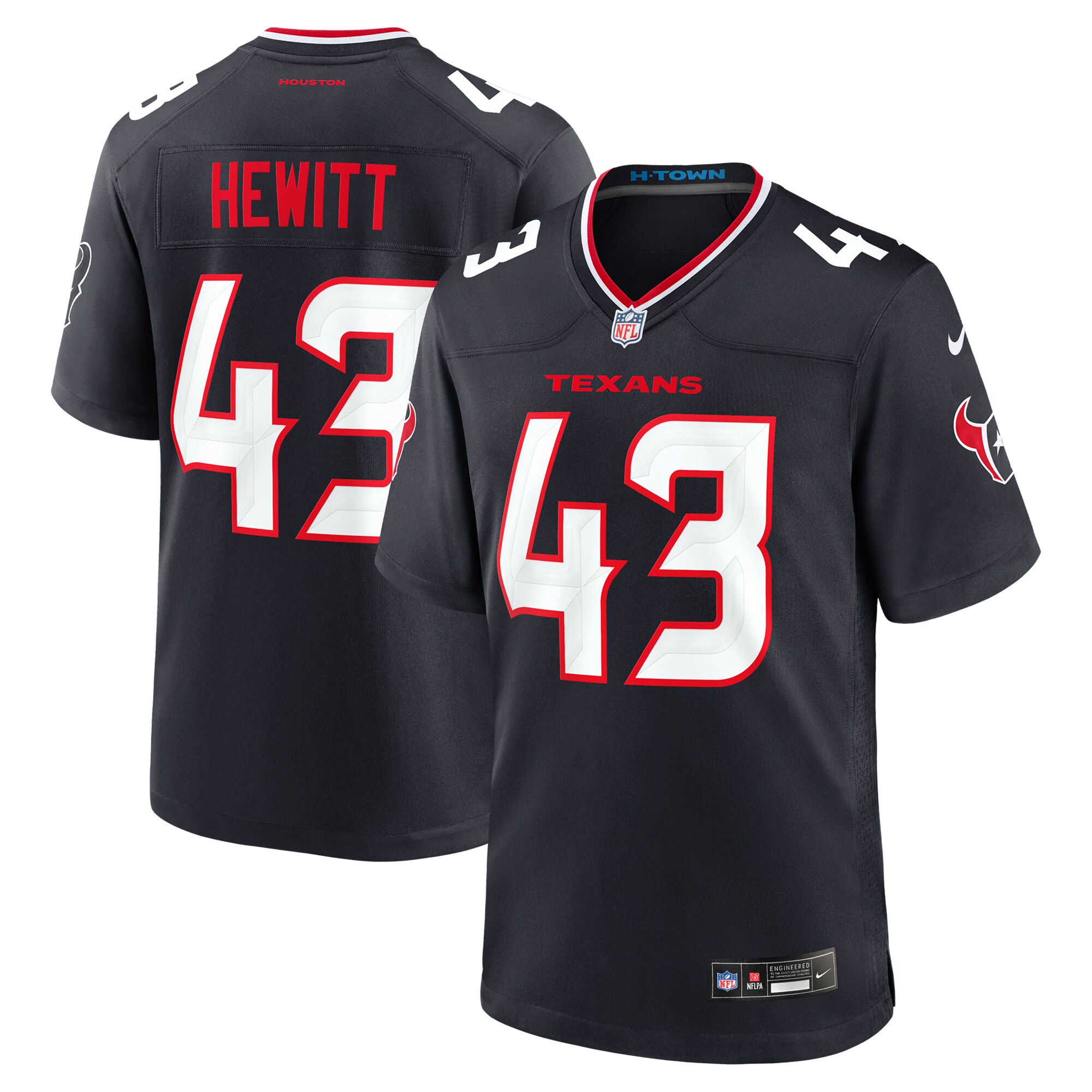 Men's Houston Texans Neville Hewitt Navy Team Game Jersey Js3633