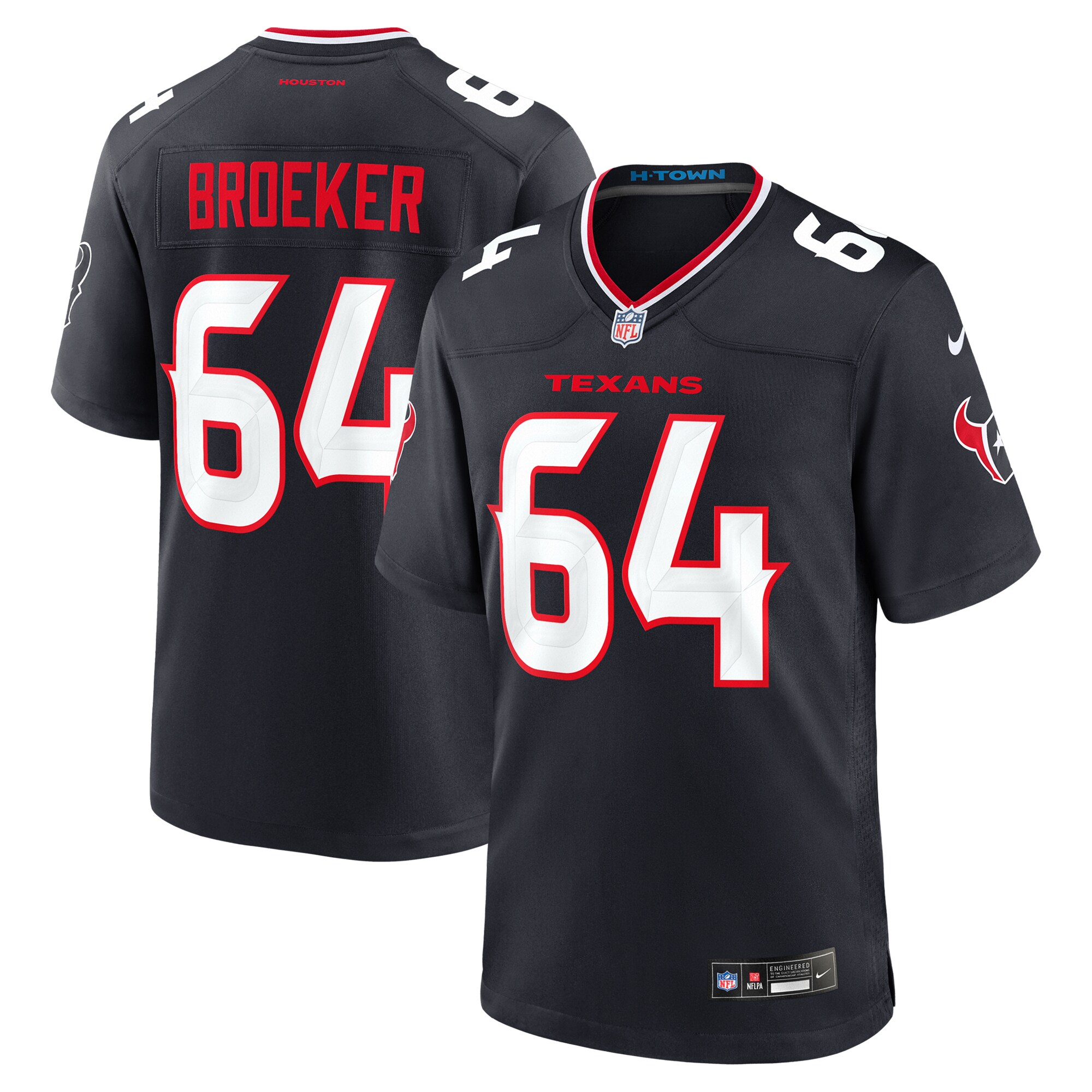 Men's Houston Texans Nick Broeker Navy Team Game Jersey Js6654