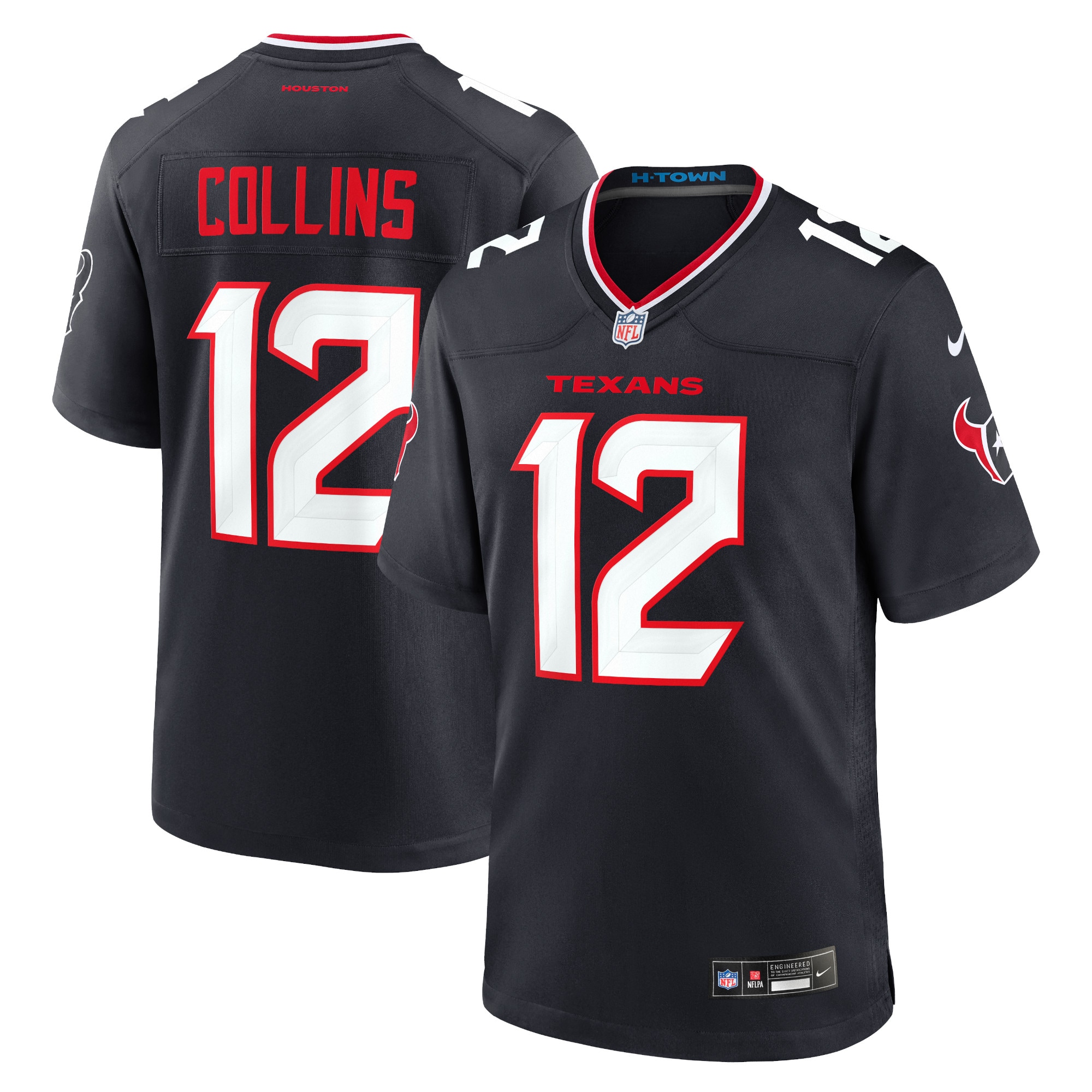 Men's Houston Texans Nico Collins Navy Game Jersey Js4798