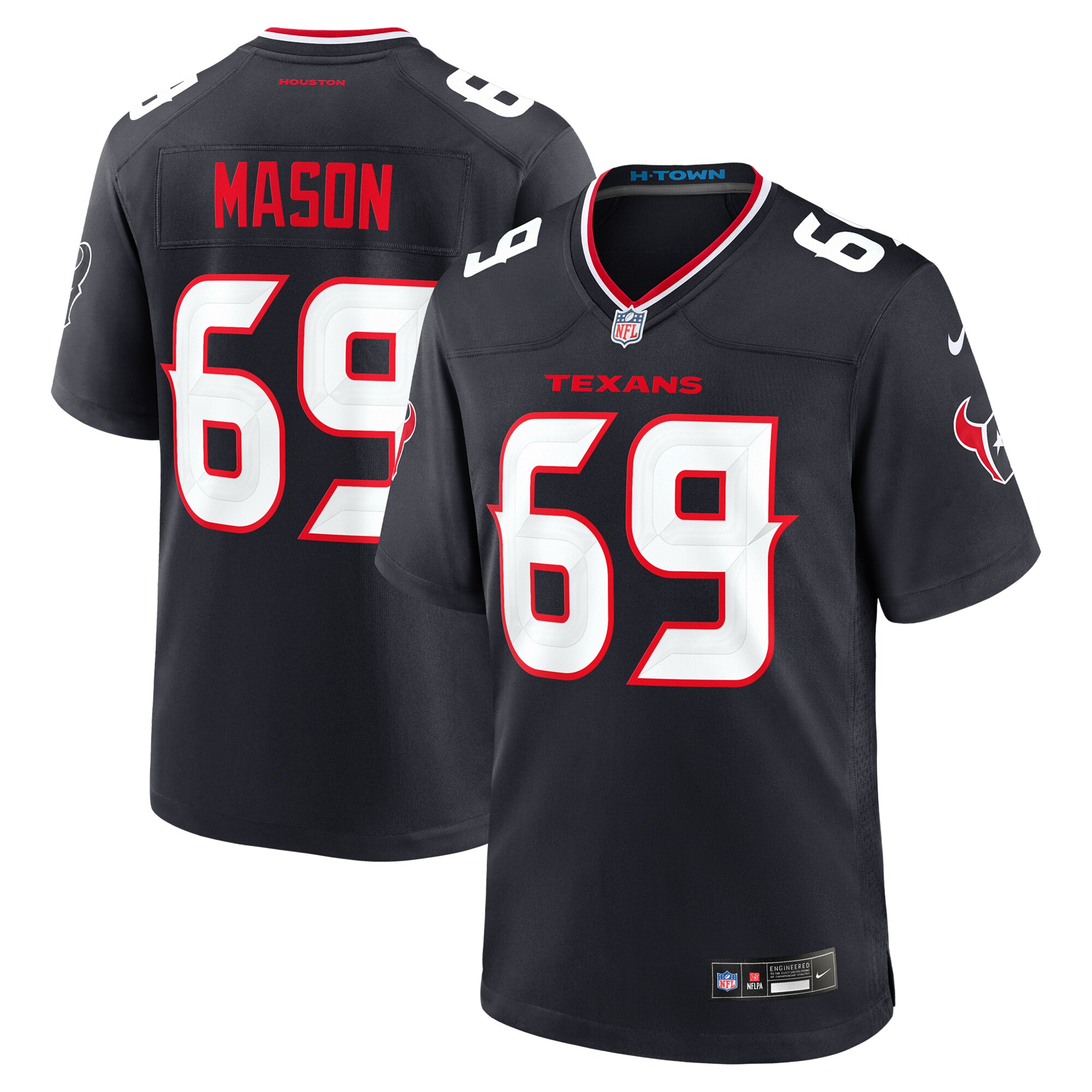 Men's Houston Texans Shaq Mason Navy Team Game Jersey Js7070