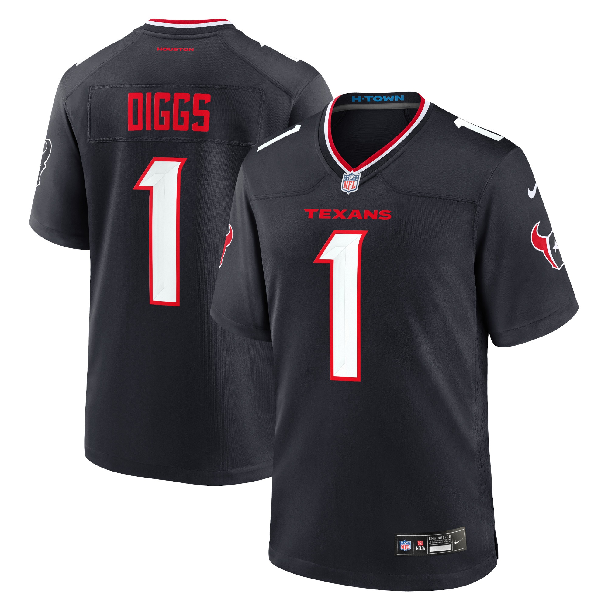 Men's Houston Texans Stefon Diggs Navy Game Jersey Js2727