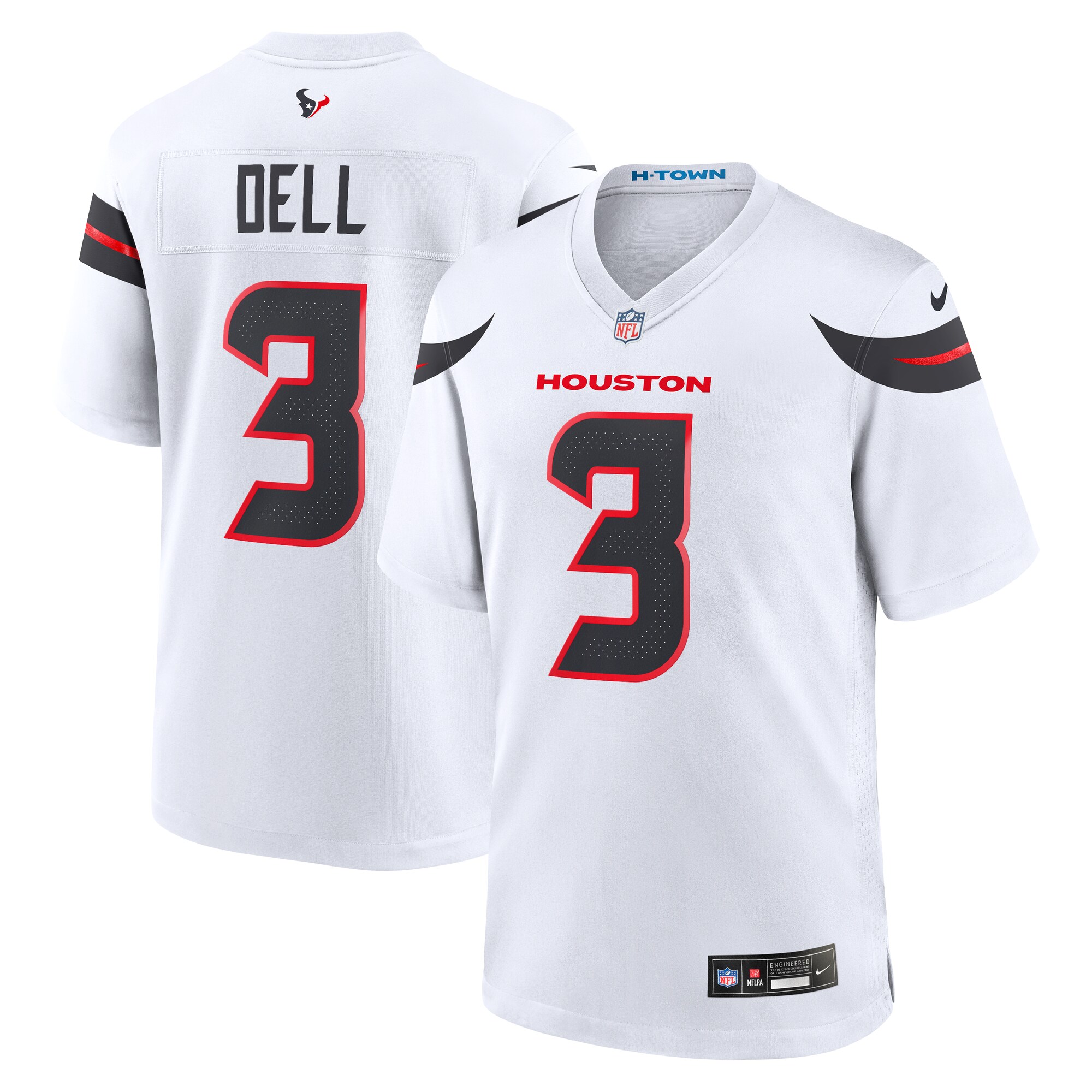 Men's Houston Texans Tank Dell White Game Jersey Js6814