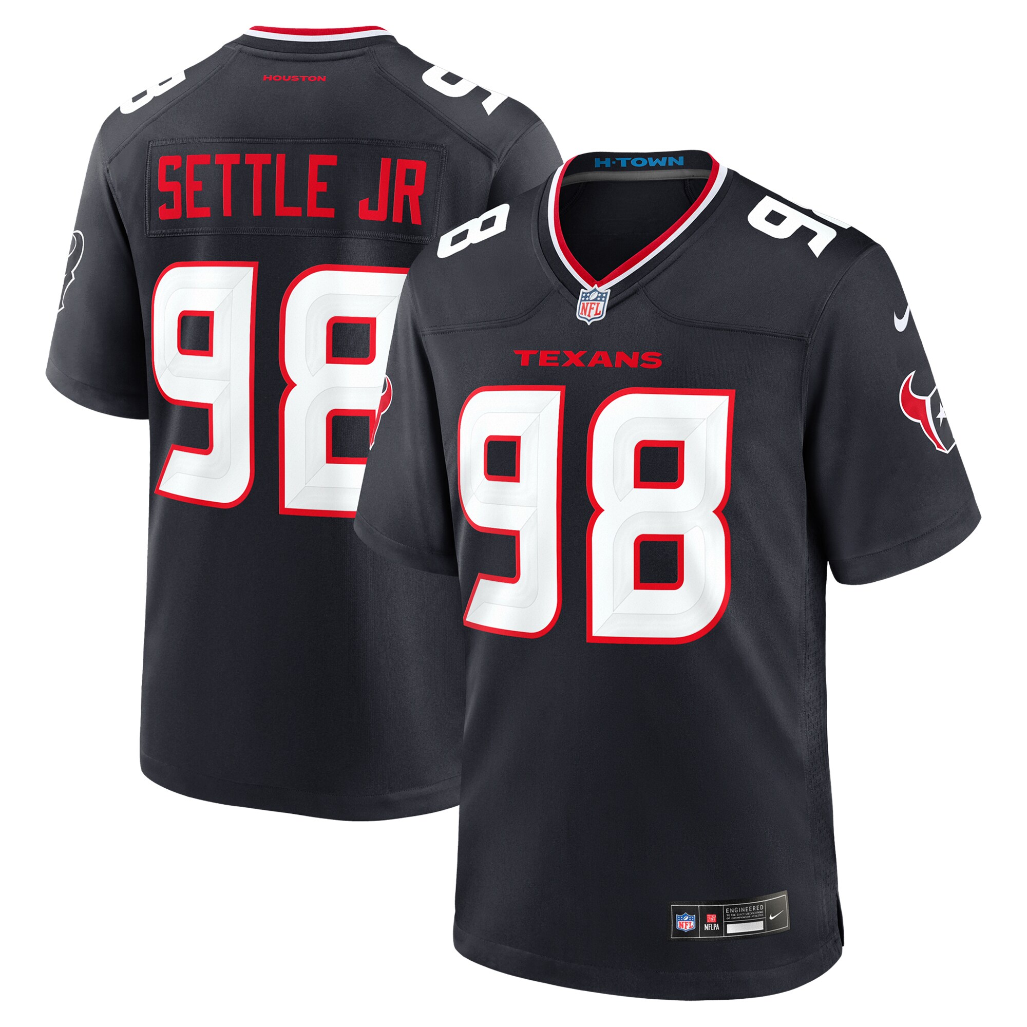Men's Houston Texans Tim Settle Jr. Navy Team Game Jersey Js9055