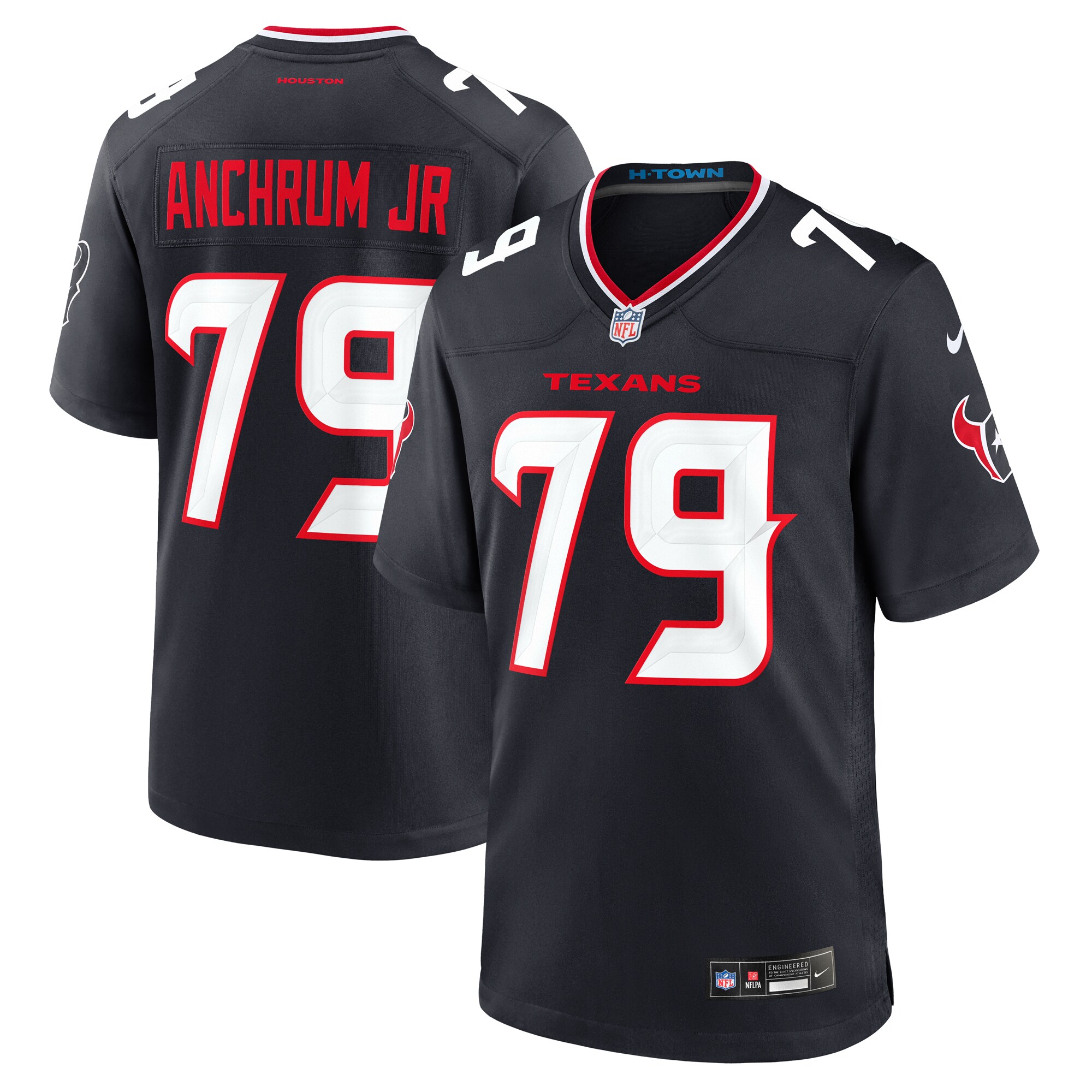 Men's Houston Texans Tremayne Anchrum Jr. Navy Team Game Jersey Js6826
