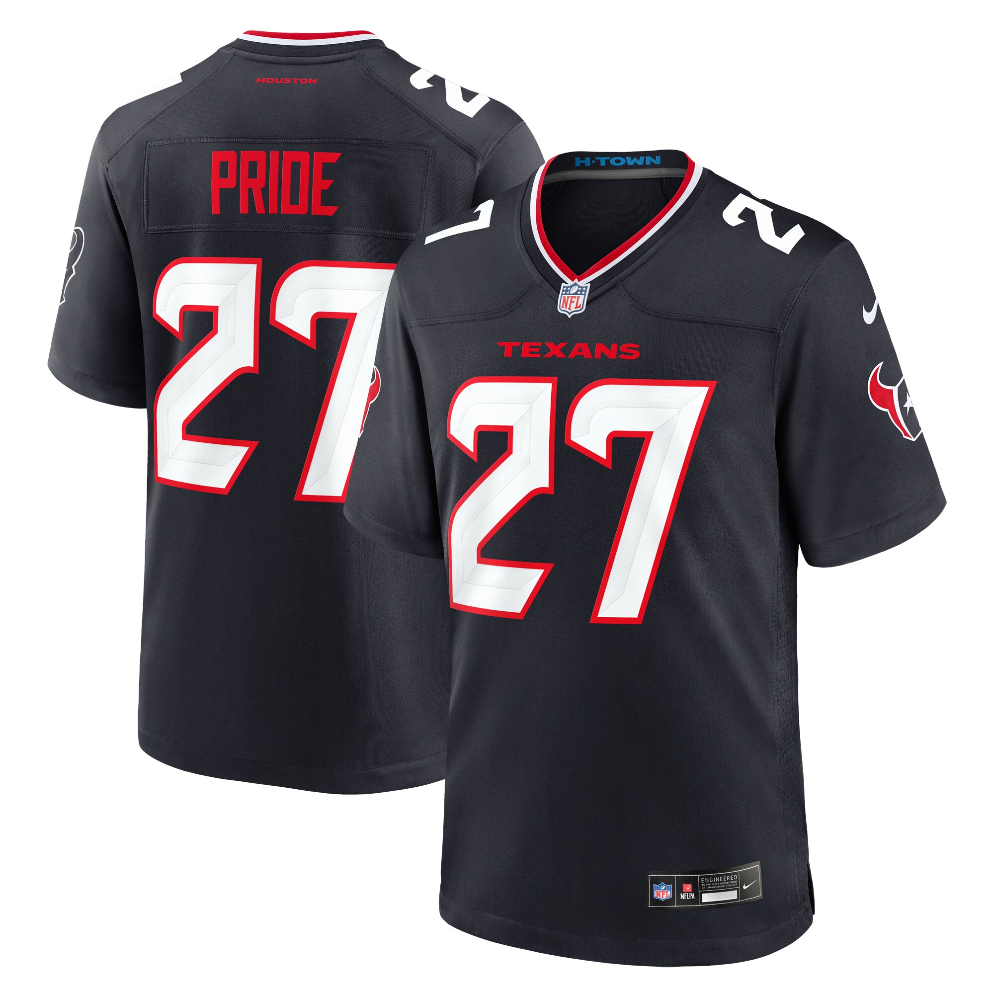 Men's Houston Texans Troy Pride Navy Team Game Jersey Js7120