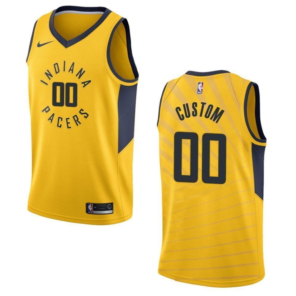 Men's Indiana Pacers 00 Custom Statement Swingman Jersey - Gold