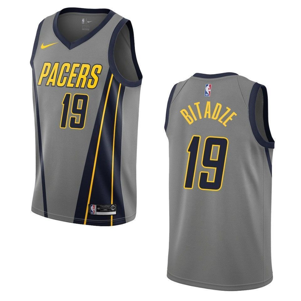 Men's Indiana Pacers 19 Goga Bitadze City Swingman Jersey - Gray