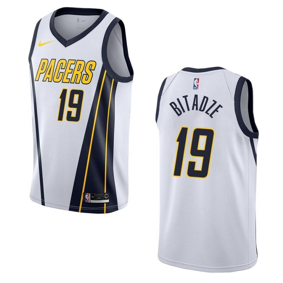 Men's Indiana Pacers 19 Goga Bitadze Earned Swingman Jersey - White