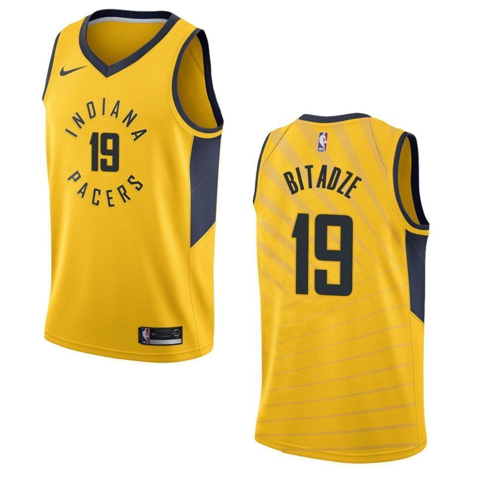 Men's Indiana Pacers 19 Goga Bitadze Statement Swingman Jersey - Gold