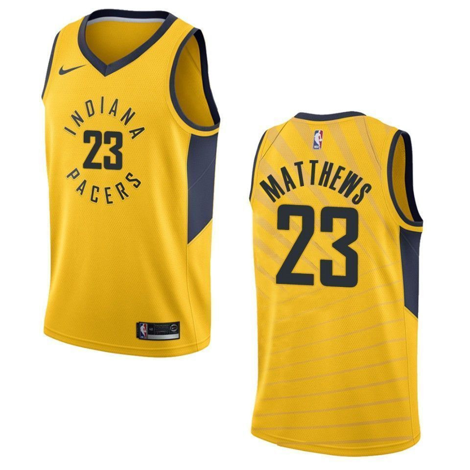 Men's Indiana Pacers 23 Wesley Matthews Statement Swingman Jersey - Gold