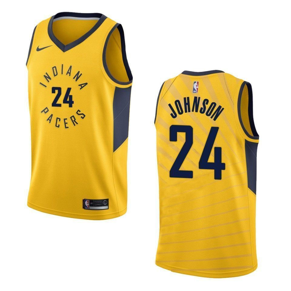 Men's Indiana Pacers 24 Alize Johnson Statement Swingman Jersey - Gold