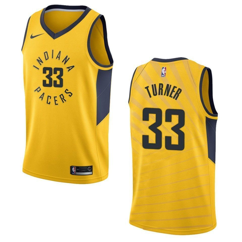 Men's Indiana Pacers 33 Myles Turner Statement Swingman Jersey - Gold