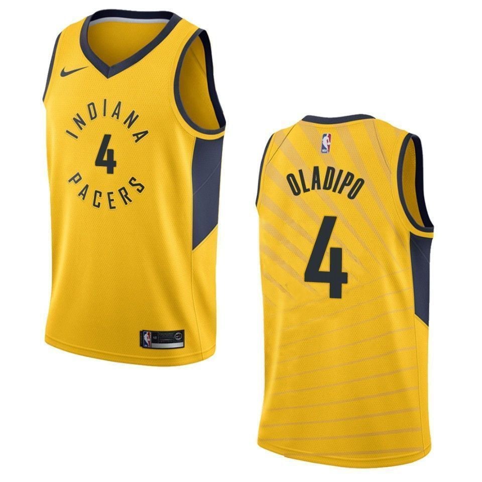 Men's Indiana Pacers 4 Victor Oladipo Statement Swingman Jersey - Gold